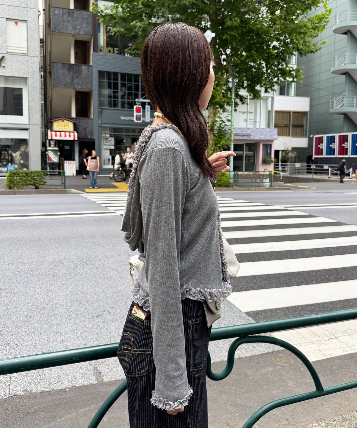 CIAOPANIC Frill Lace Trim Hooded Ribbed Top - Image 33