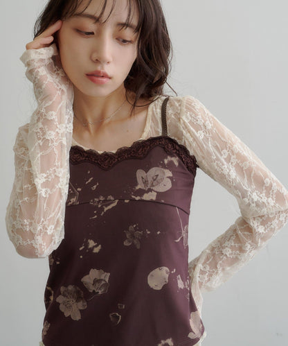 Kastane flower lace 彈性吊帶背心 - Image 3
