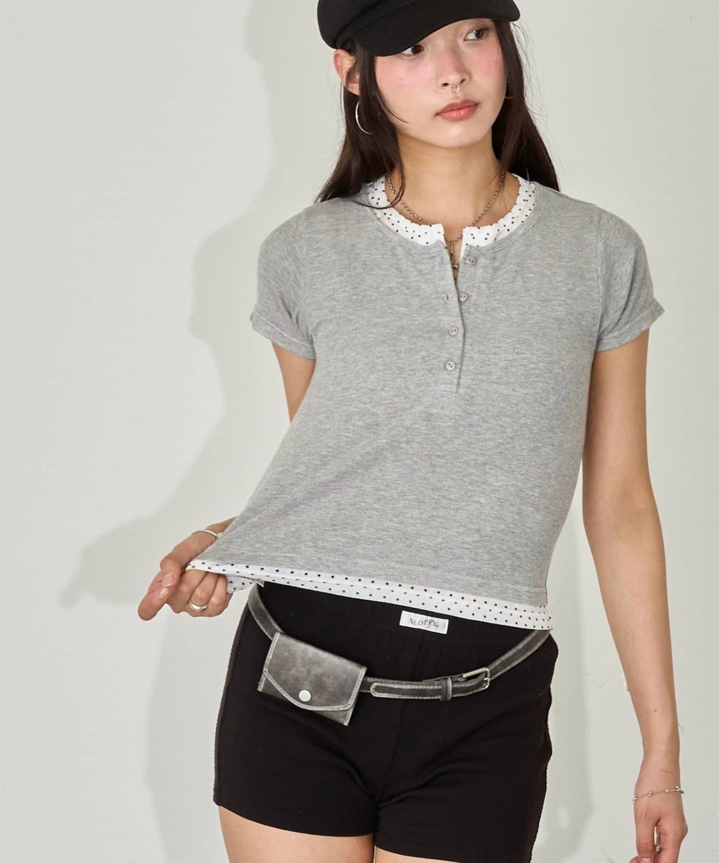 WHO'S WHO gallery 波點layer henley tee - Image 4
