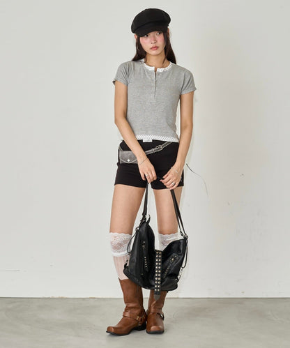 WHO'S WHO gallery 波點layer henley tee - Image 24