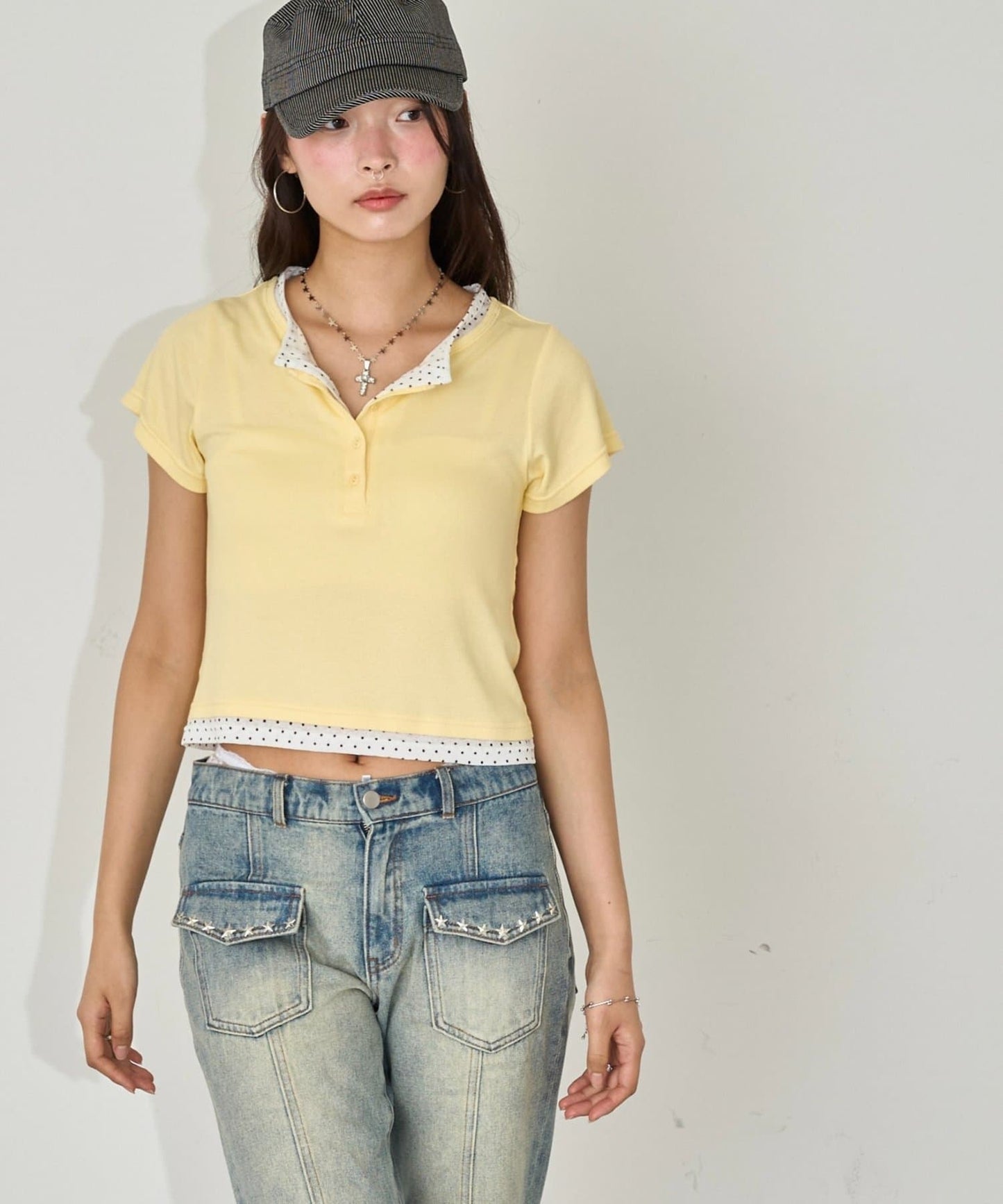 WHO'S WHO gallery 波點layer henley tee - Image 31