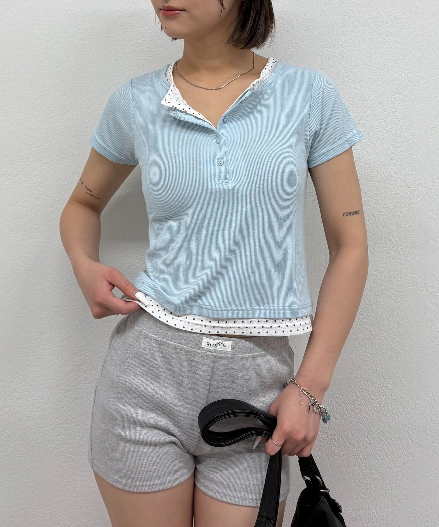 WHO'S WHO gallery 波點layer henley tee - Image 36