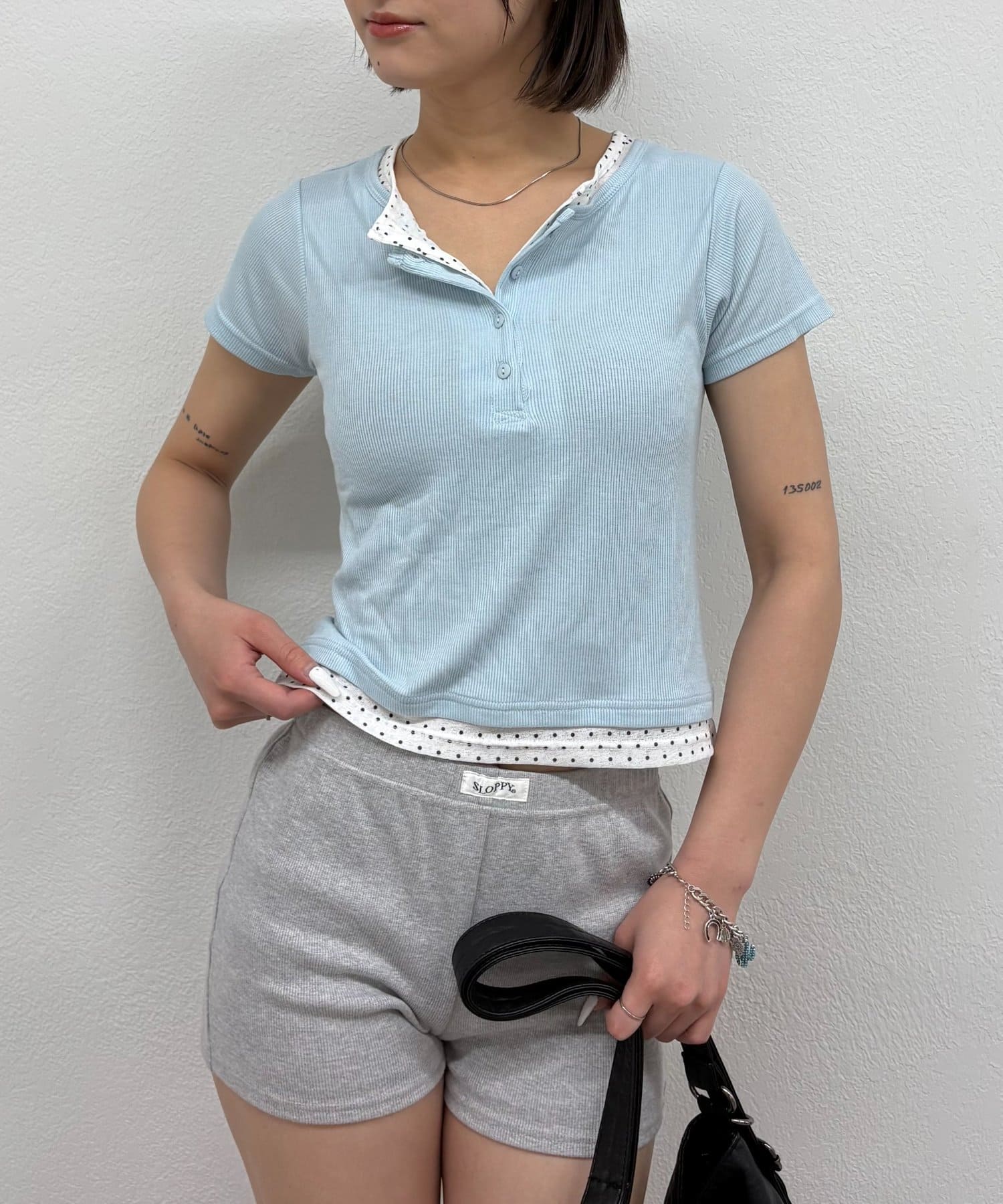 WHO'S WHO gallery 波點layer henley tee - Image 36