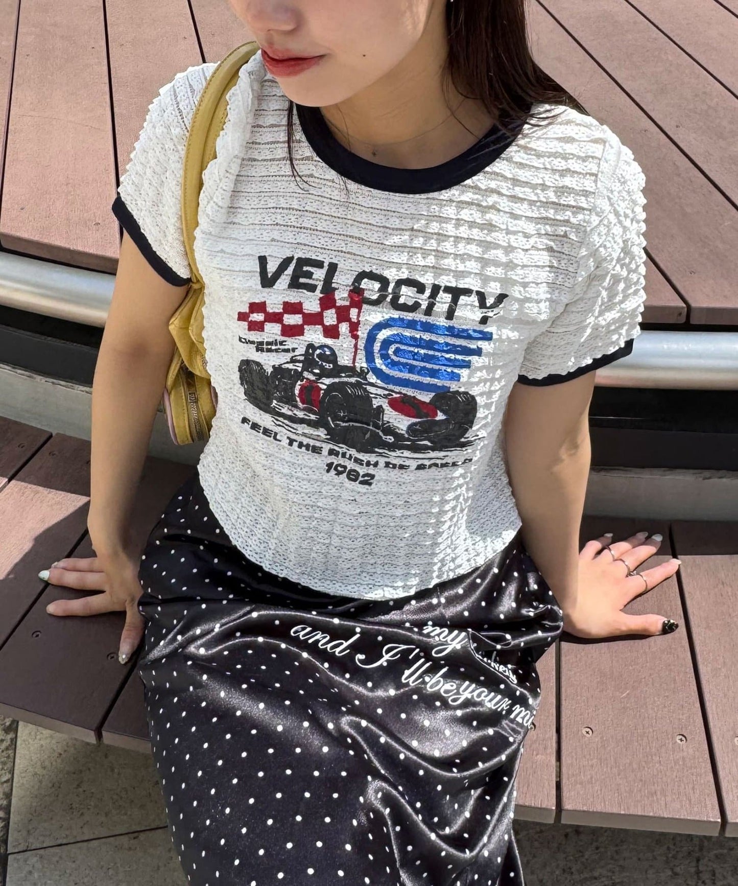 CIAOPANIC Motor Logo Frill Ringer Tee - Image 1