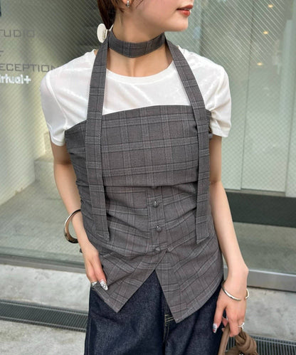 mystic 格紋bustier with choker - Image 1
