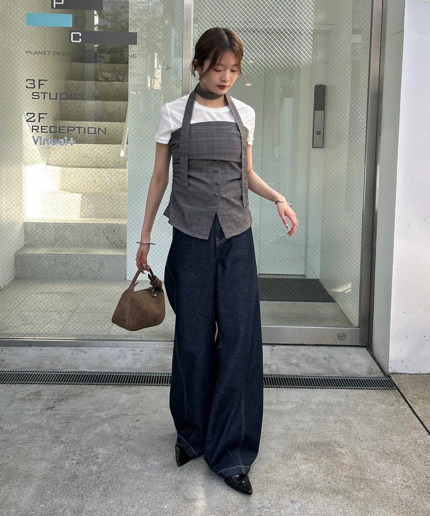 mystic 格紋bustier with choker - Image 14