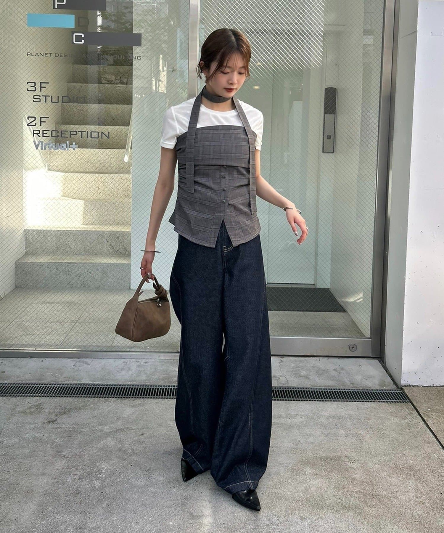 mystic 格紋bustier with choker - Image 14