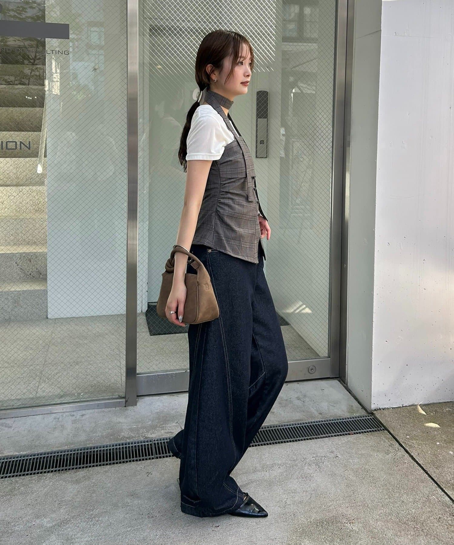 mystic 格紋bustier with choker - Image 15