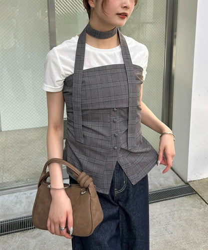 mystic 格紋bustier with choker - Image 4