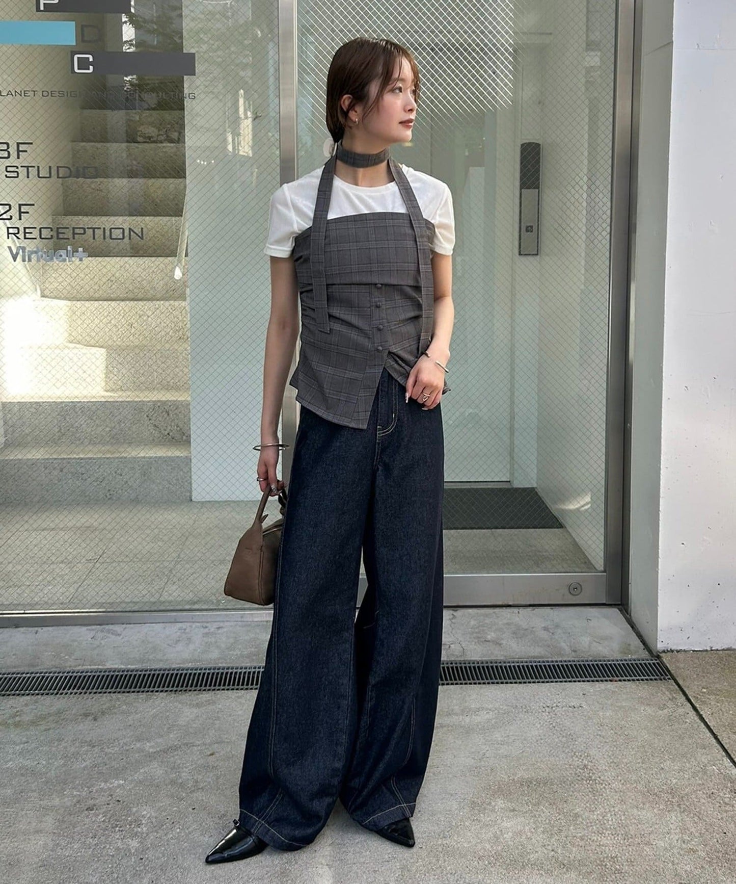 mystic 格紋bustier with choker - Image 8
