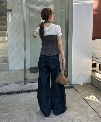mystic 格紋bustier with choker - Image 9