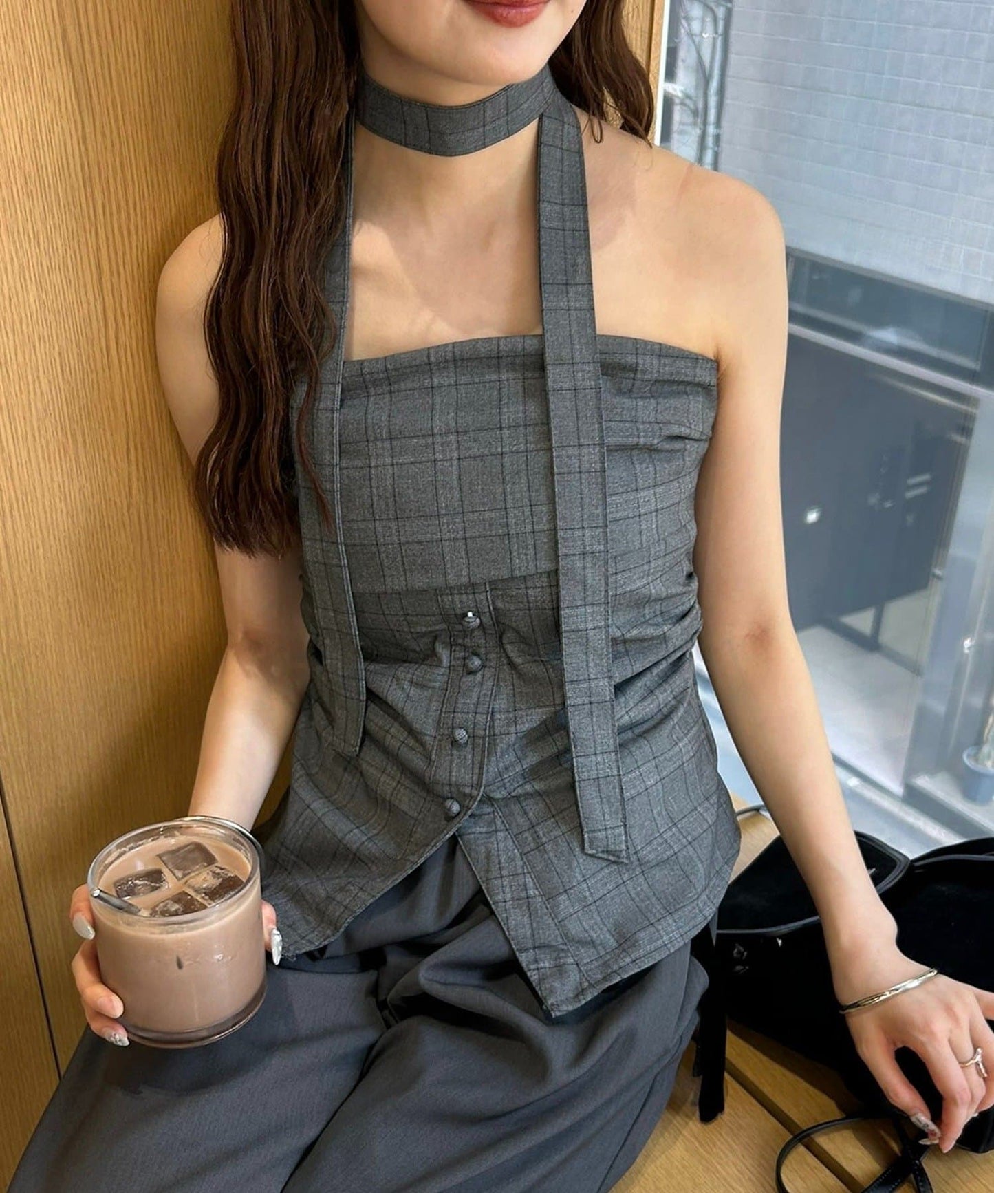 mystic 格紋bustier with choker - Image 27