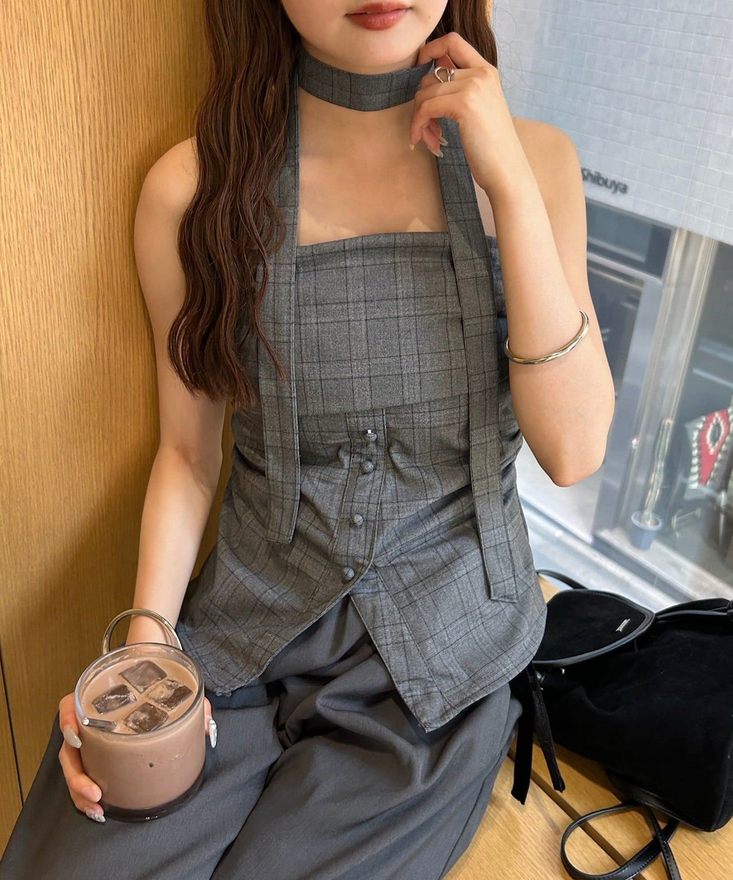 mystic 格紋bustier with choker - Image 28