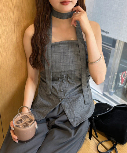 mystic 格紋bustier with choker - Image 28