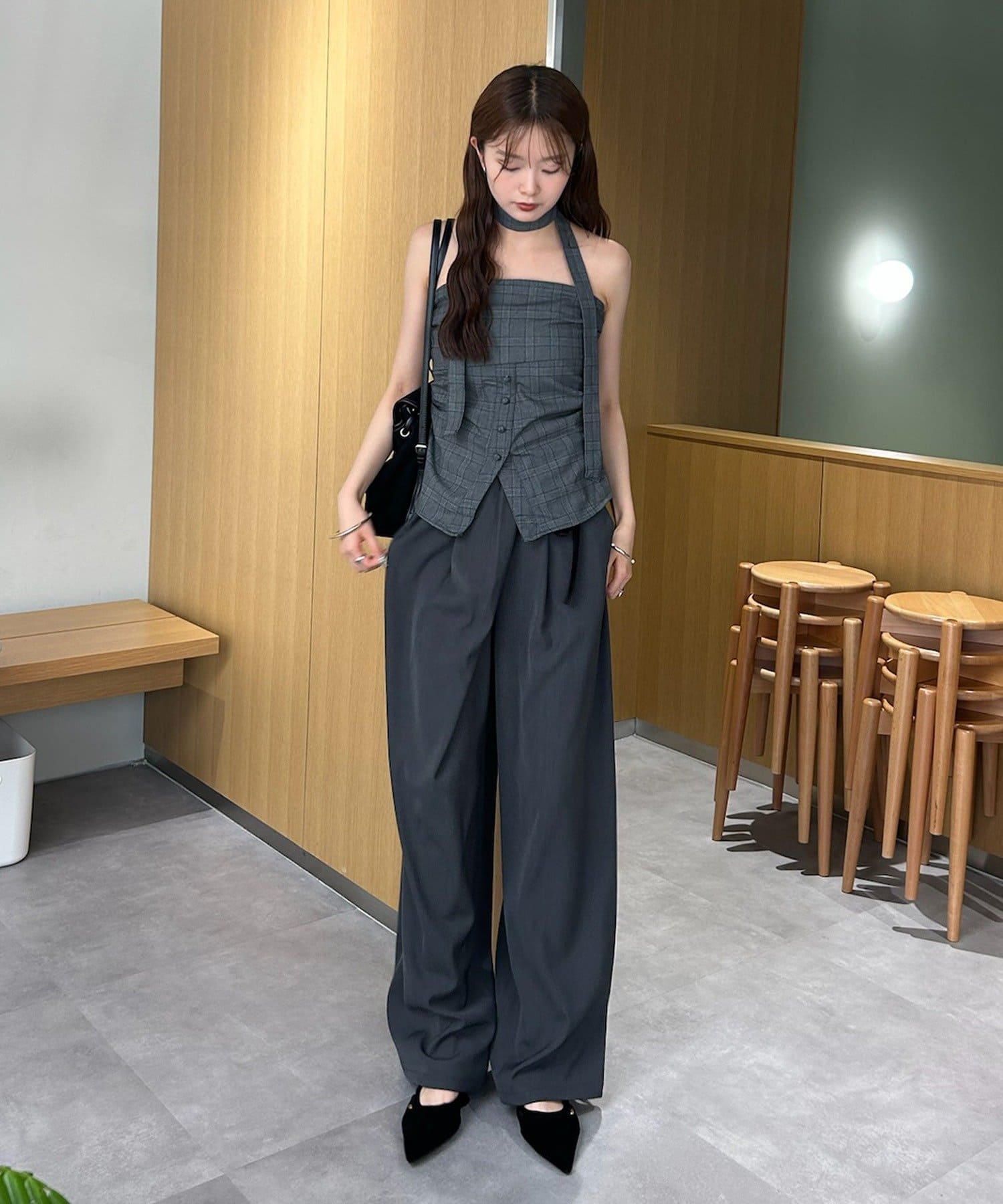 mystic 格紋bustier with choker - Image 29