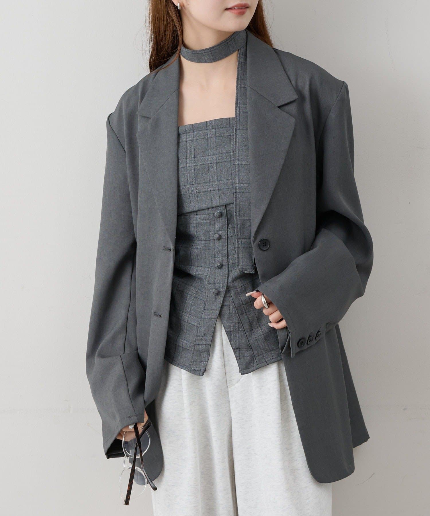 mystic 格紋bustier with choker - Image 35