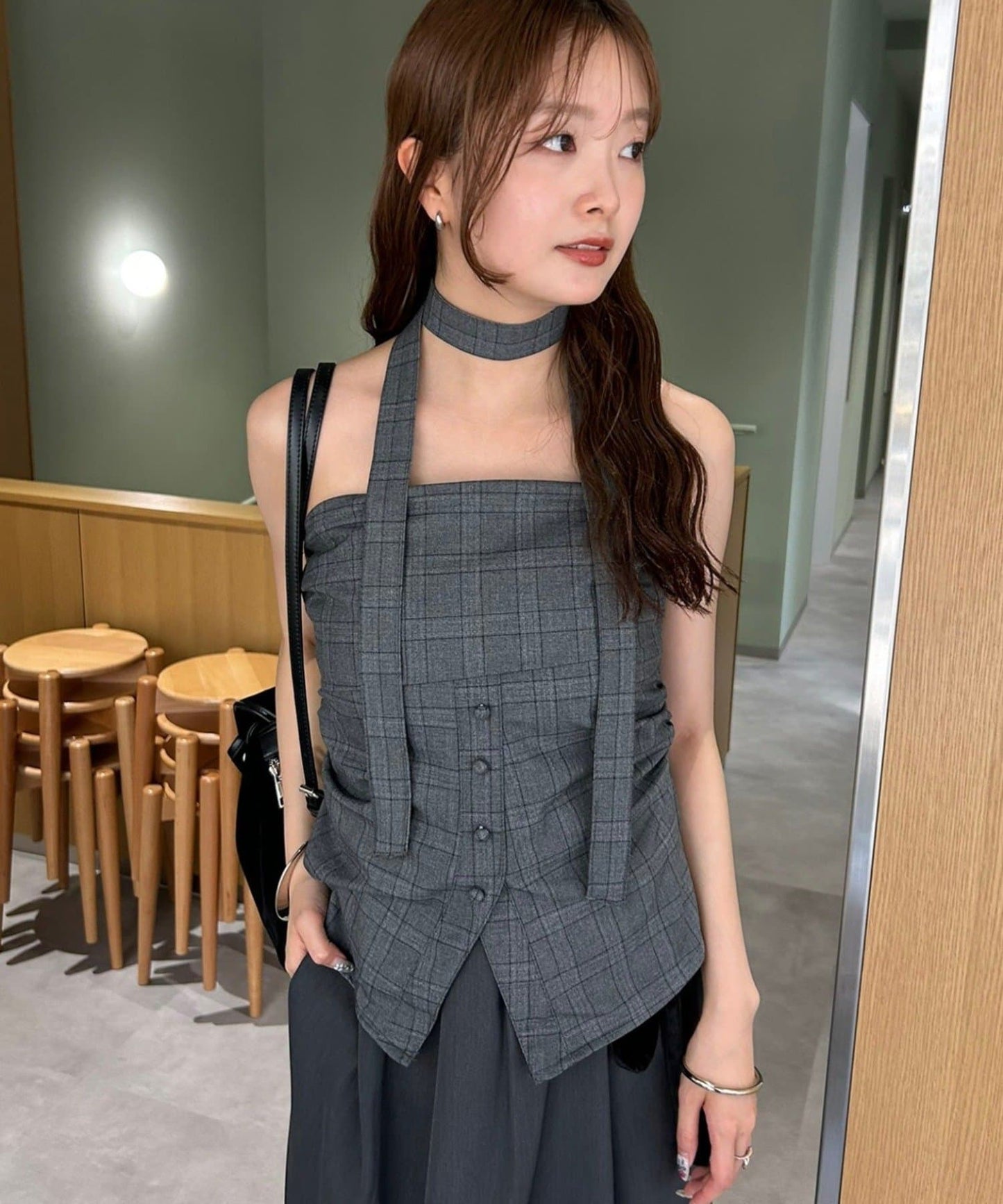 mystic 格紋bustier with choker - Image 19