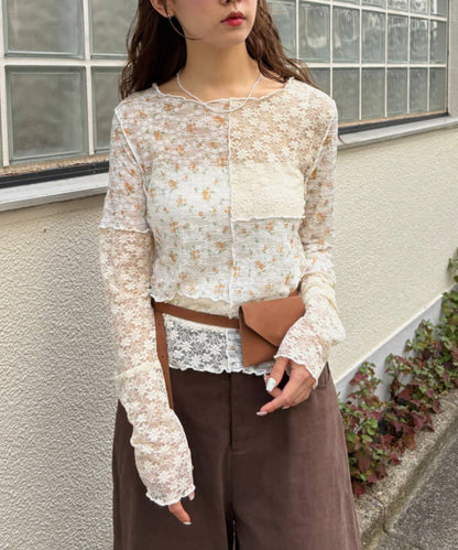 w closet floral lace tee - Image 4