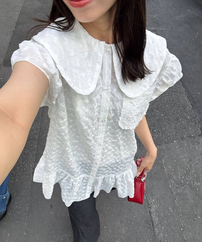 CIAOPANIC 大荷葉邊Cotton Lace Blouse - Image 1