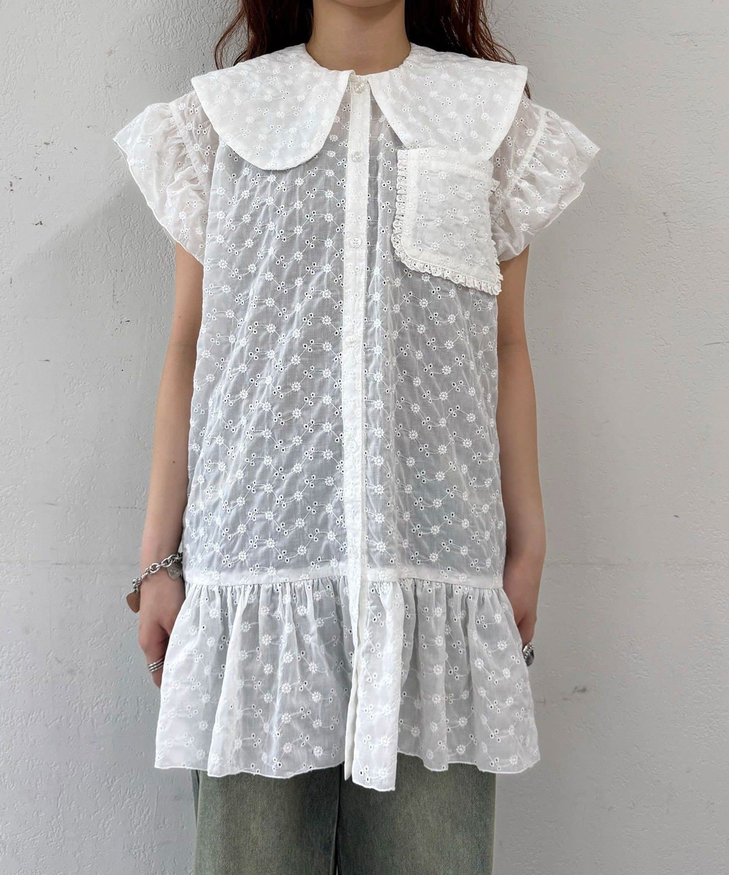 CIAOPANIC 大荷葉邊Cotton Lace Blouse - Image 11