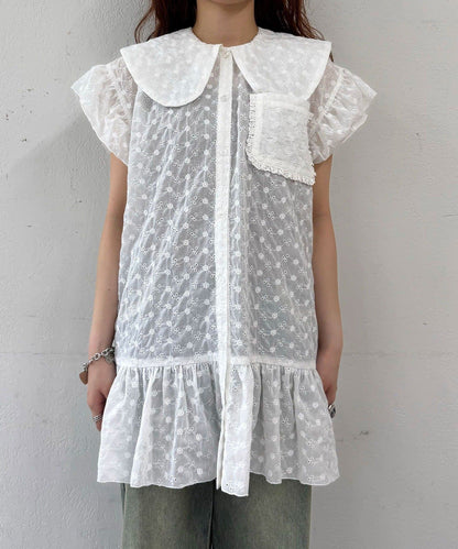 CIAOPANIC 大荷葉邊Cotton Lace Blouse - Image 11