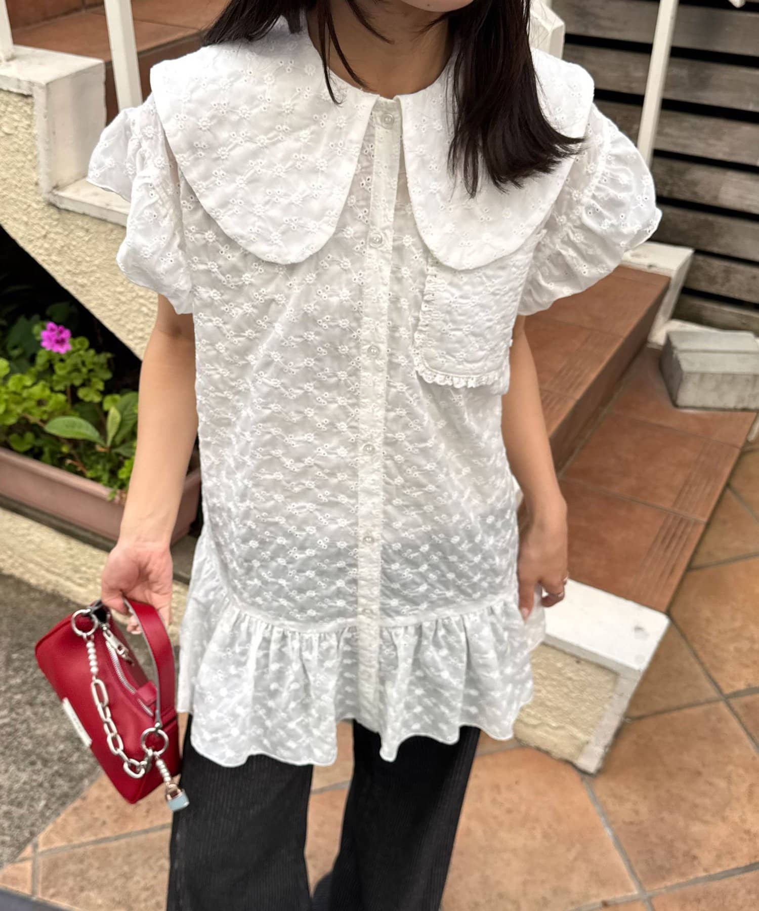 CIAOPANIC 大荷葉邊Cotton Lace Blouse - Image 3