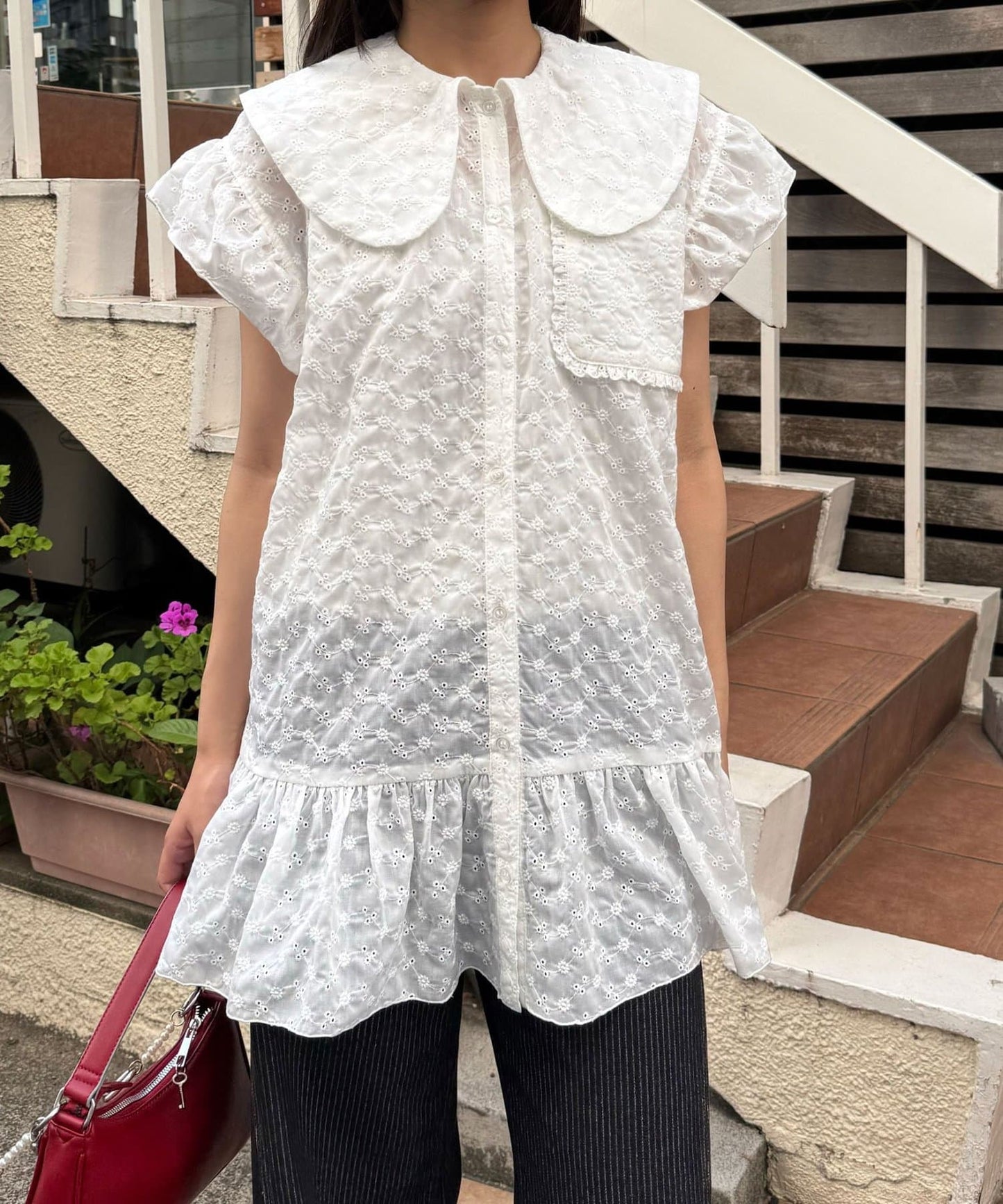 CIAOPANIC 大荷葉邊Cotton Lace Blouse - Image 4