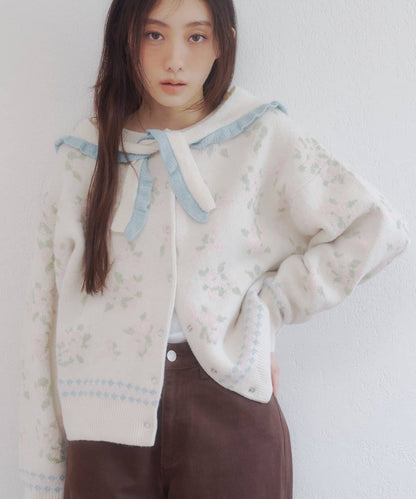 umm. By Discoat Floral cardigan with scarf - Image 2