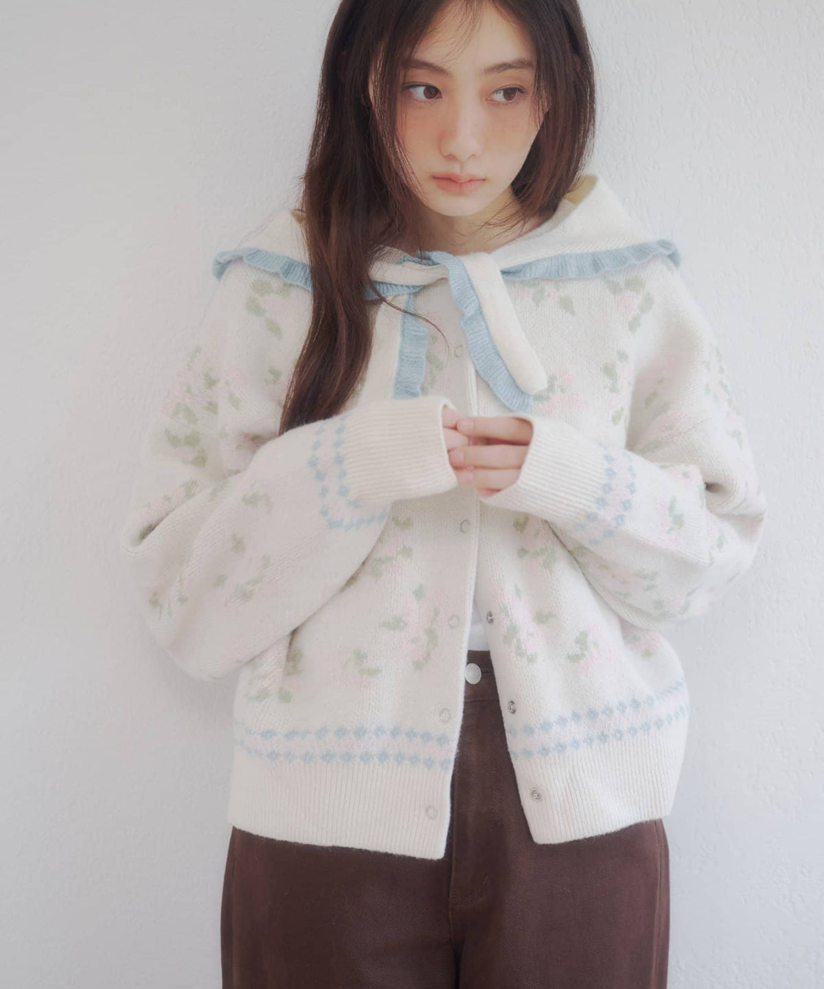 umm. By Discoat Floral cardigan with scarf - Image 4
