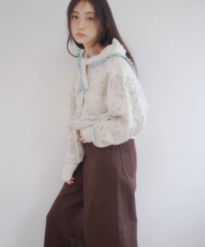 umm. By Discoat Floral cardigan with scarf - Image 5
