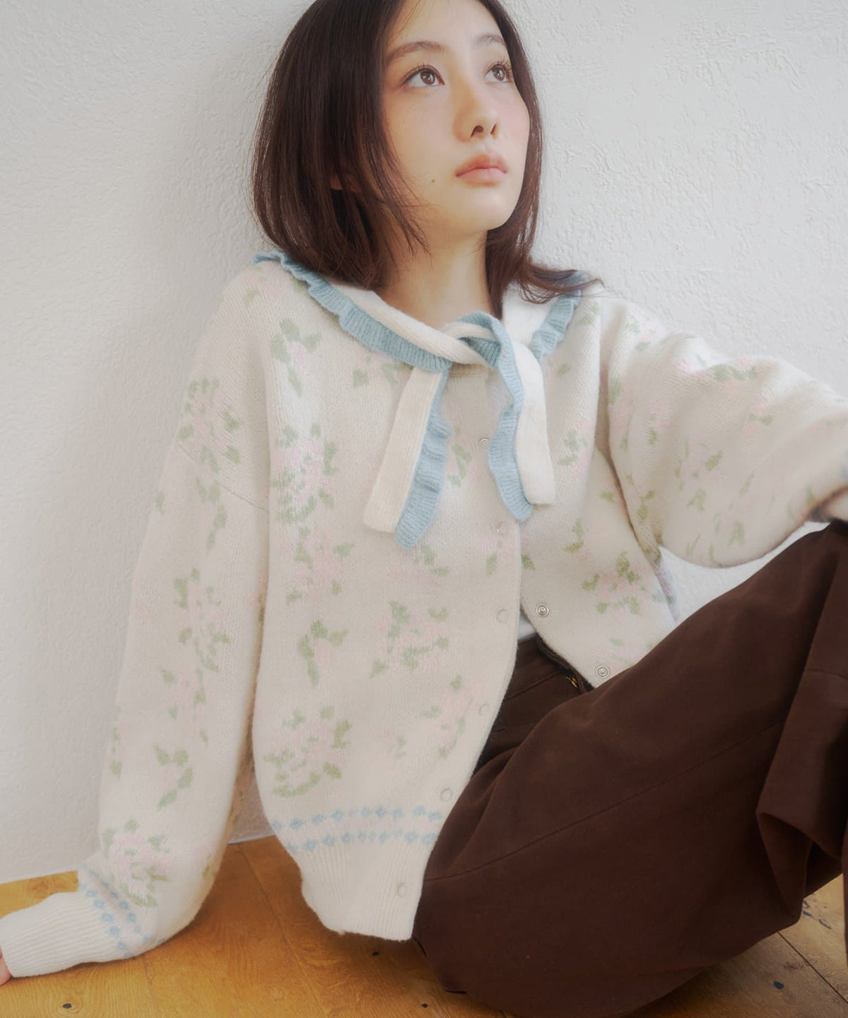 umm. By Discoat Floral cardigan with scarf - Image 6