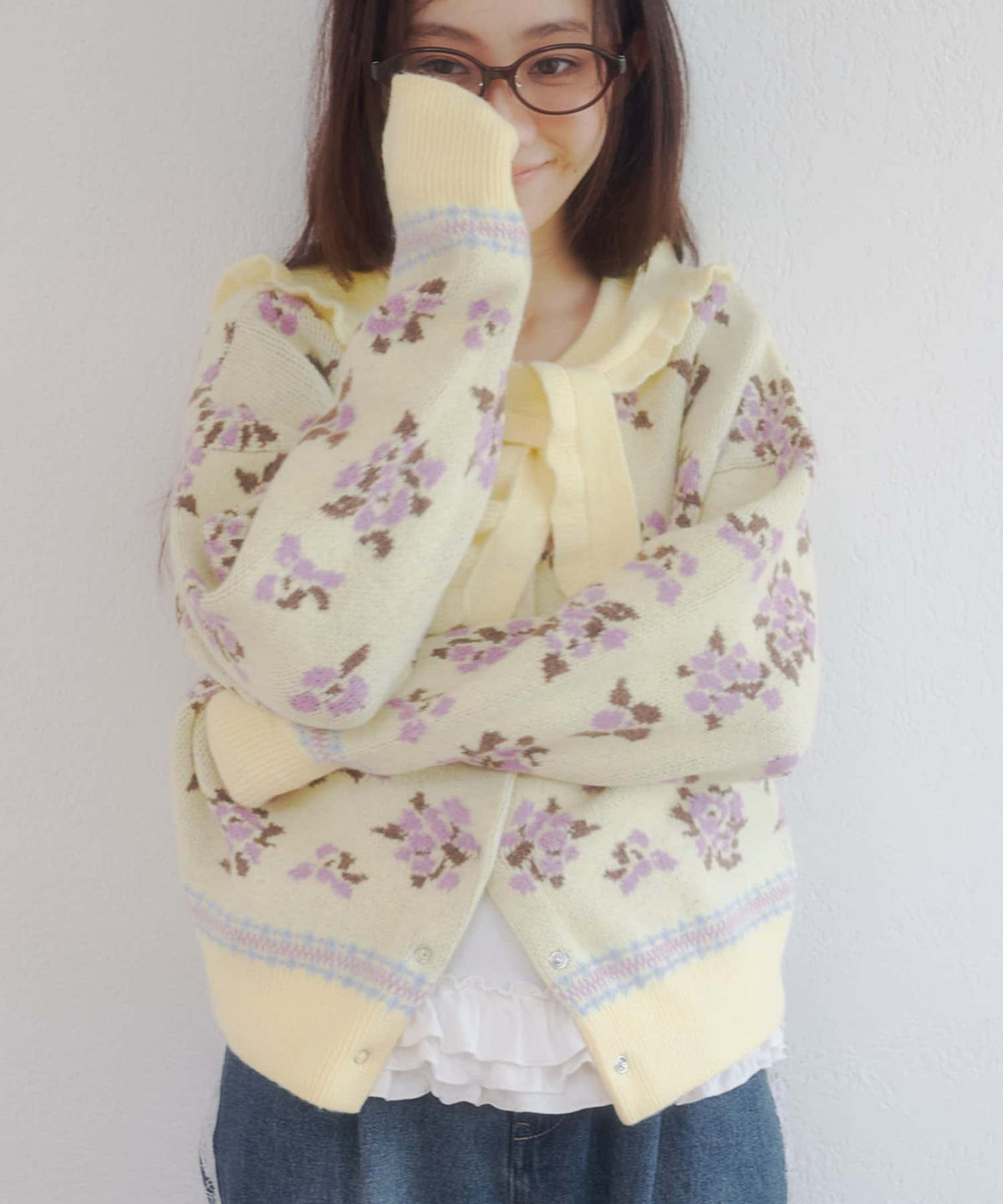 umm. By Discoat Floral cardigan with scarf - Image 3