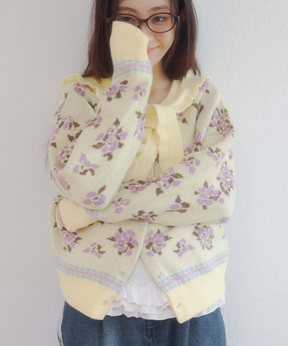umm. By Discoat Floral cardigan with scarf - Image 3