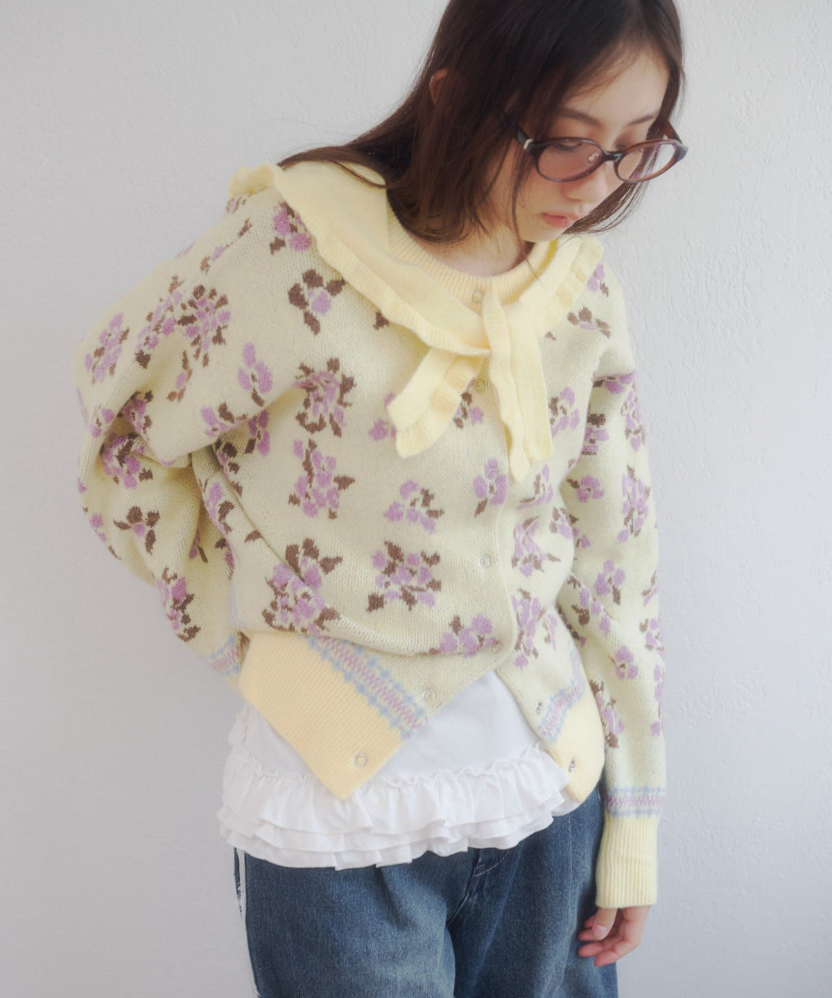 umm. By Discoat Floral cardigan with scarf - Image 12