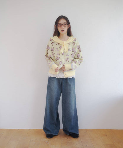 umm. By Discoat Floral cardigan with scarf - Image 13