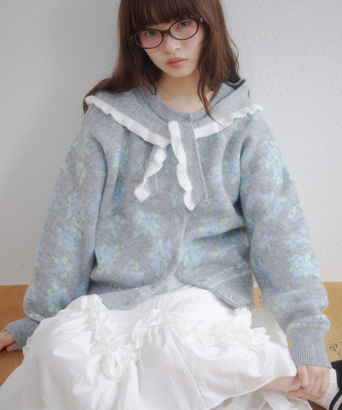 umm. By Discoat Floral cardigan with scarf - Image 1