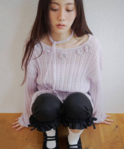 umm. By Discoat Flower motif mohair-like loose knit - Image 1