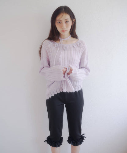 umm. By Discoat Flower motif mohair-like loose knit - Image 13