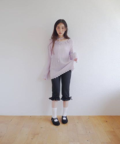 umm. By Discoat Flower motif mohair-like loose knit - Image 18