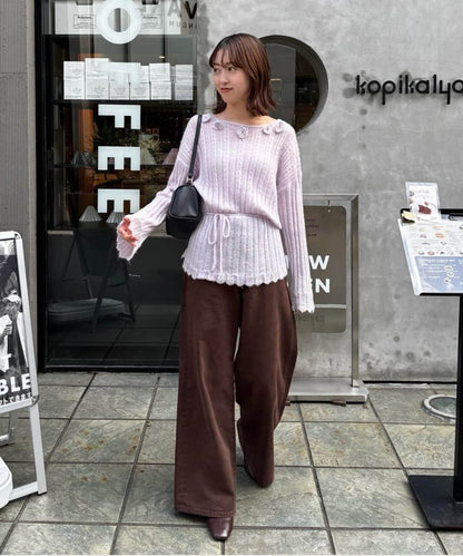 umm. By Discoat Flower motif mohair-like loose knit - Image 19