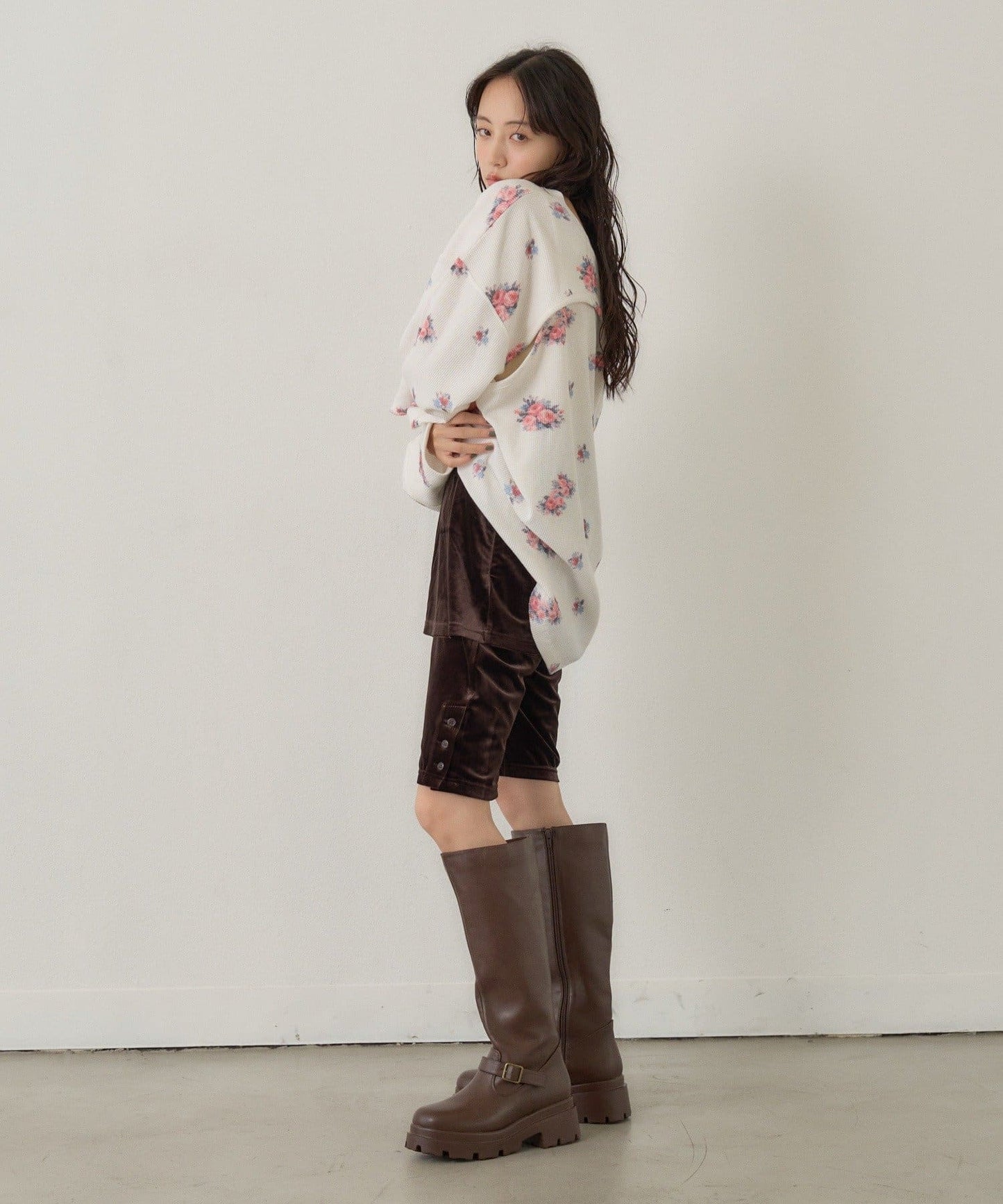 [純色/碎花] Kastane Back Design Waffle Henley Tee - Image 14