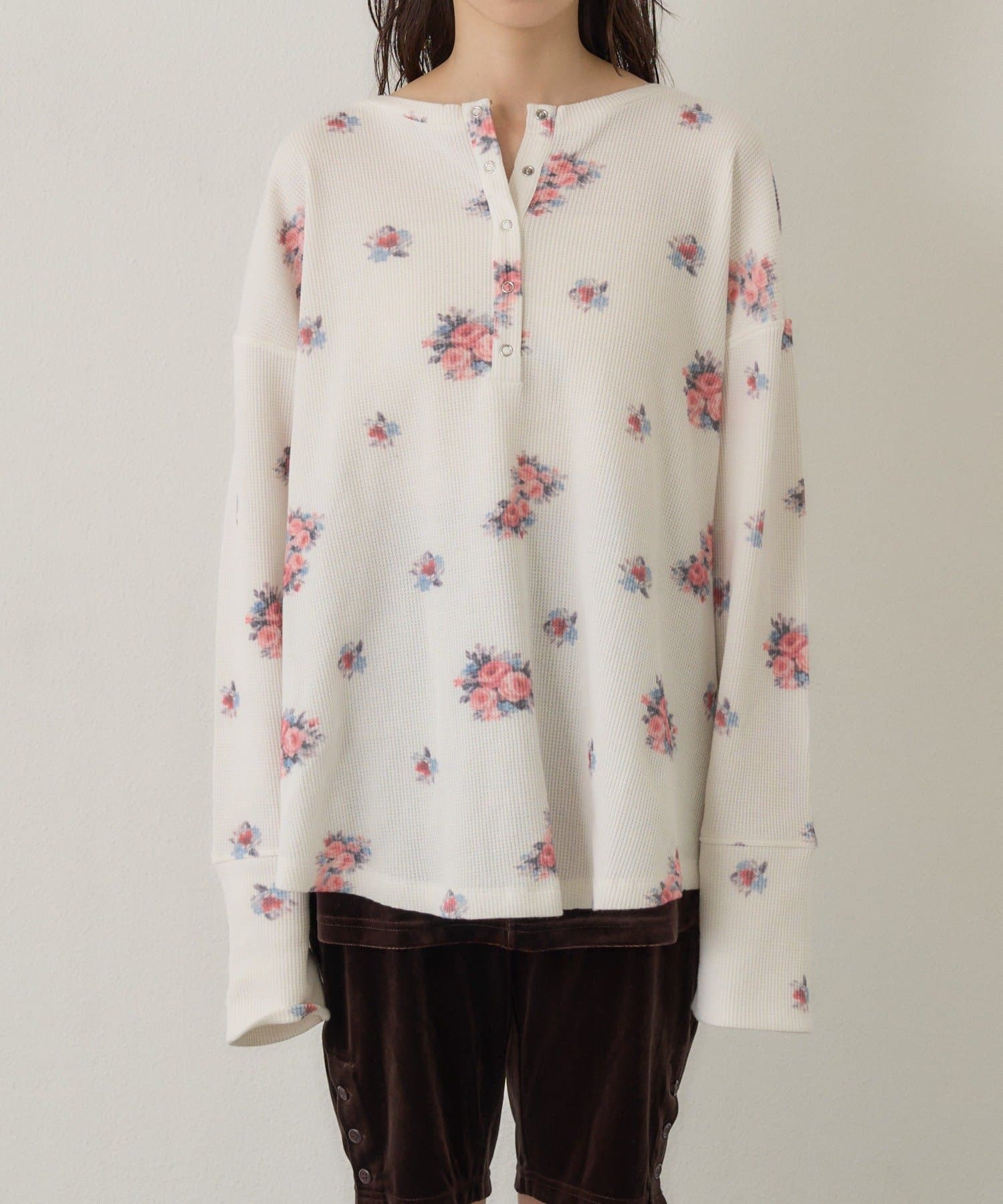 [純色/碎花] Kastane Back Design Waffle Henley Tee - Image 22