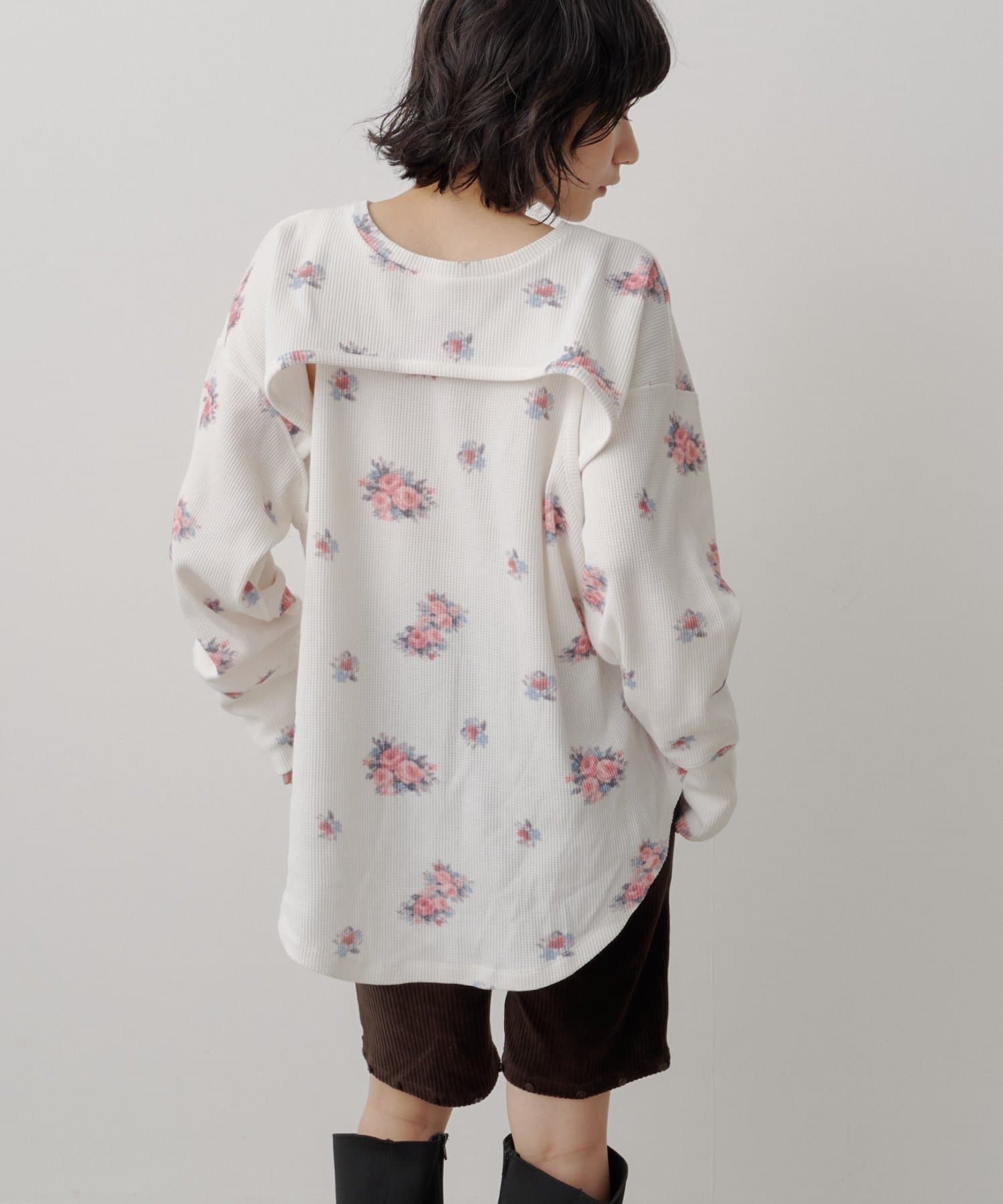 [純色/碎花] Kastane Back Design Waffle Henley Tee - Image 11