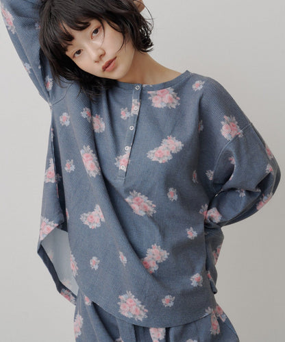 [純色/碎花] Kastane Back Design Waffle Henley Tee - Image 4