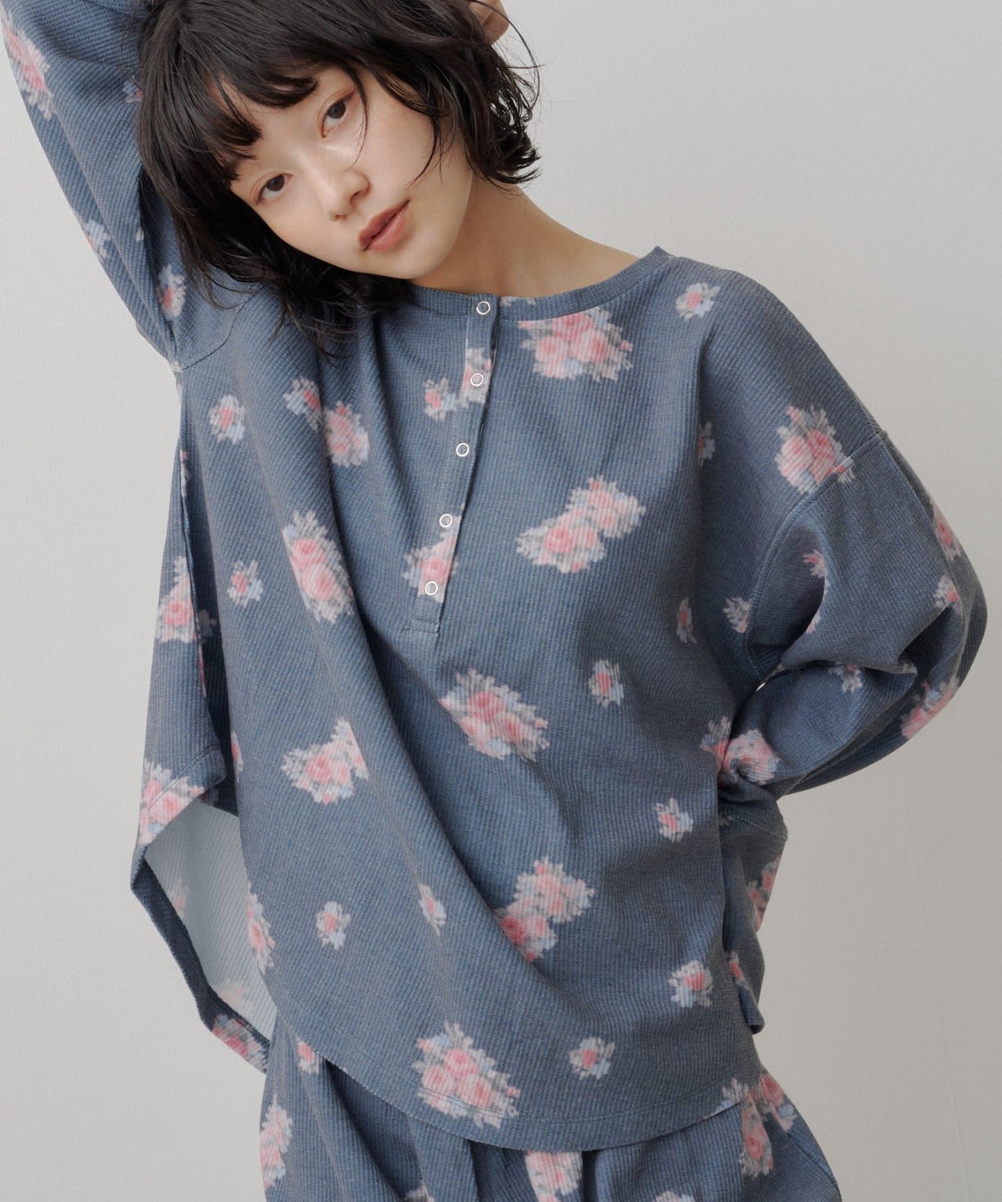 [純色/碎花] Kastane Back Design Waffle Henley Tee - Image 25