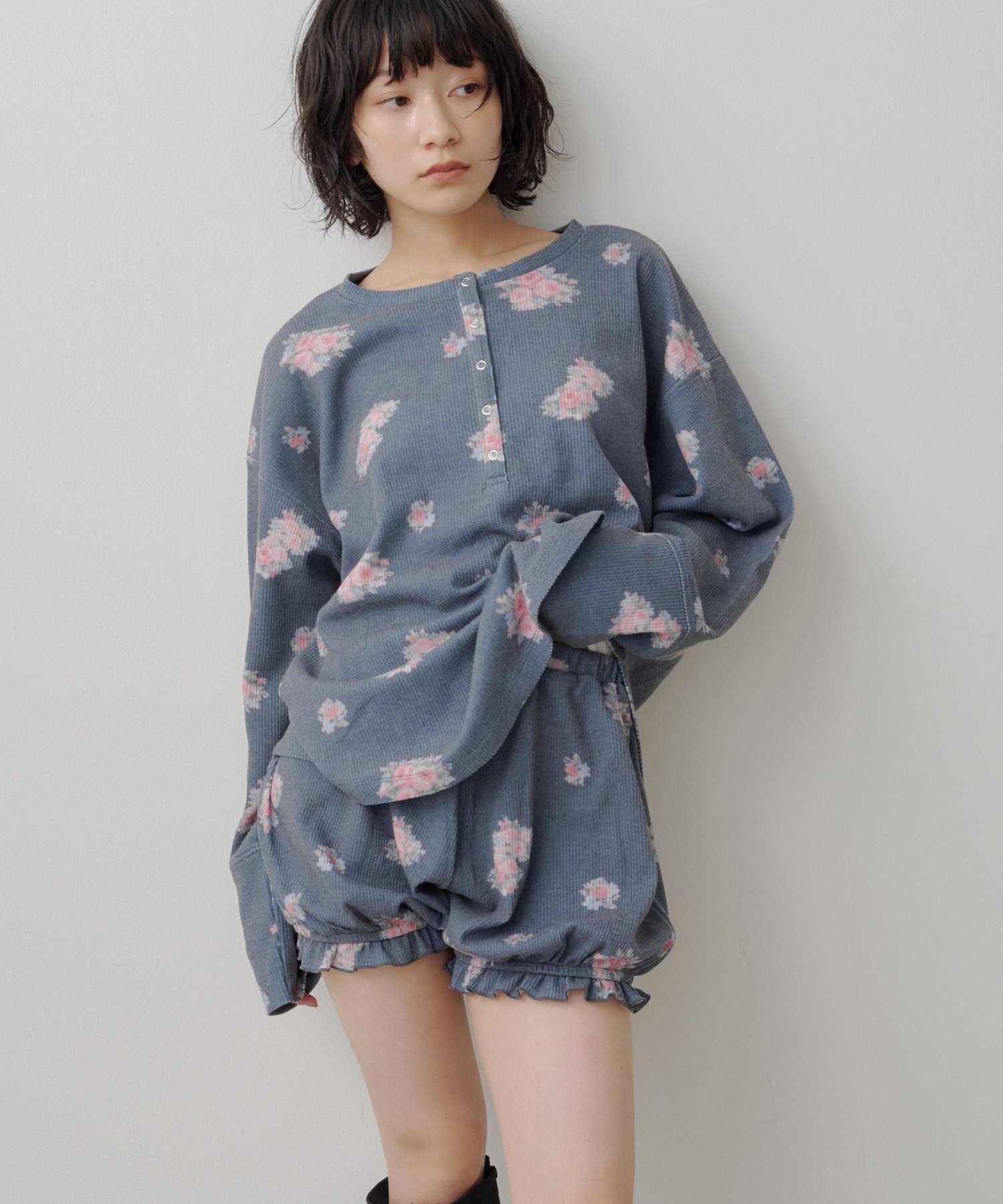 [純色/碎花] Kastane Back Design Waffle Henley Tee - Image 27