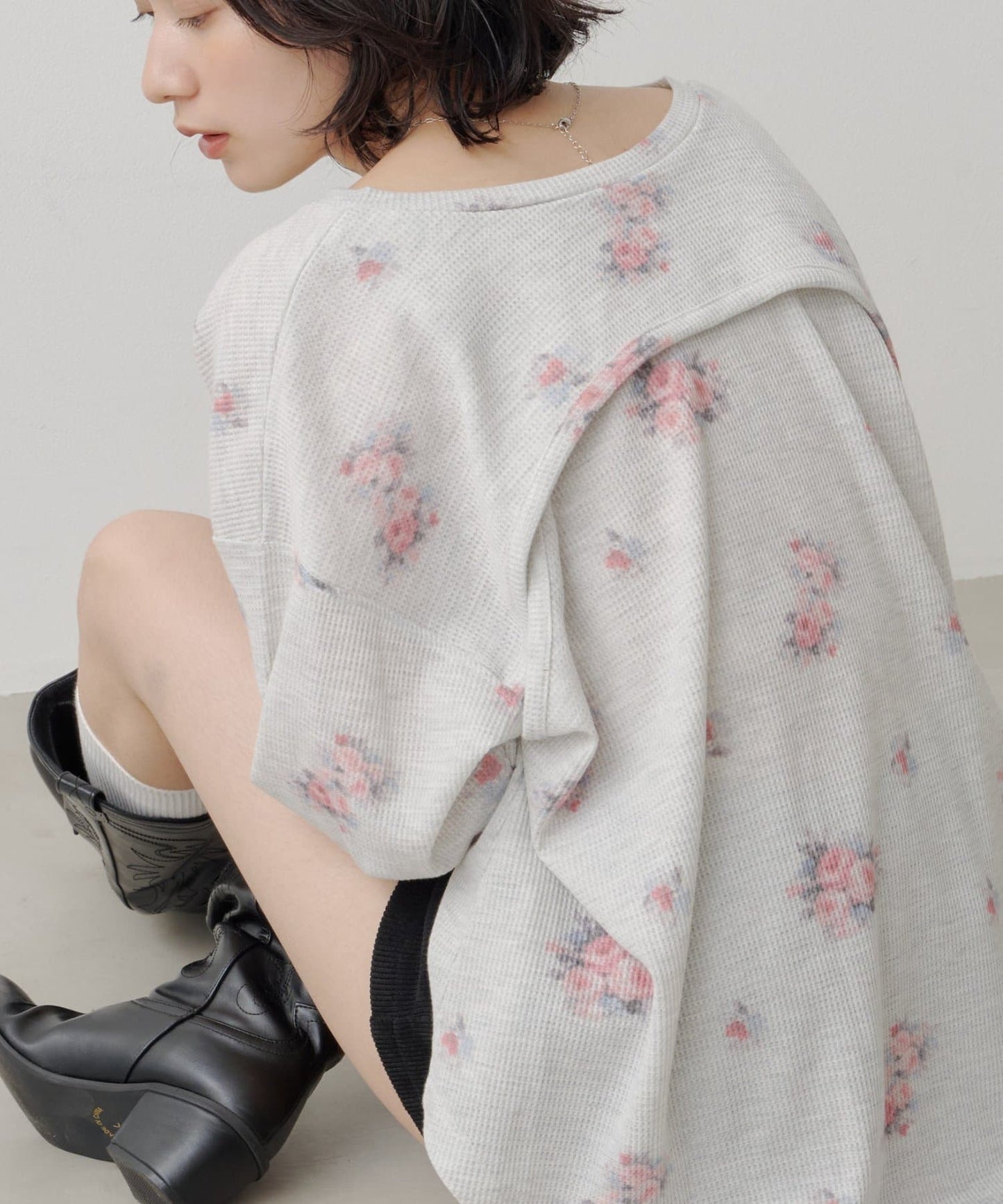 [純色/碎花] Kastane Back Design Waffle Henley Tee - Image 1
