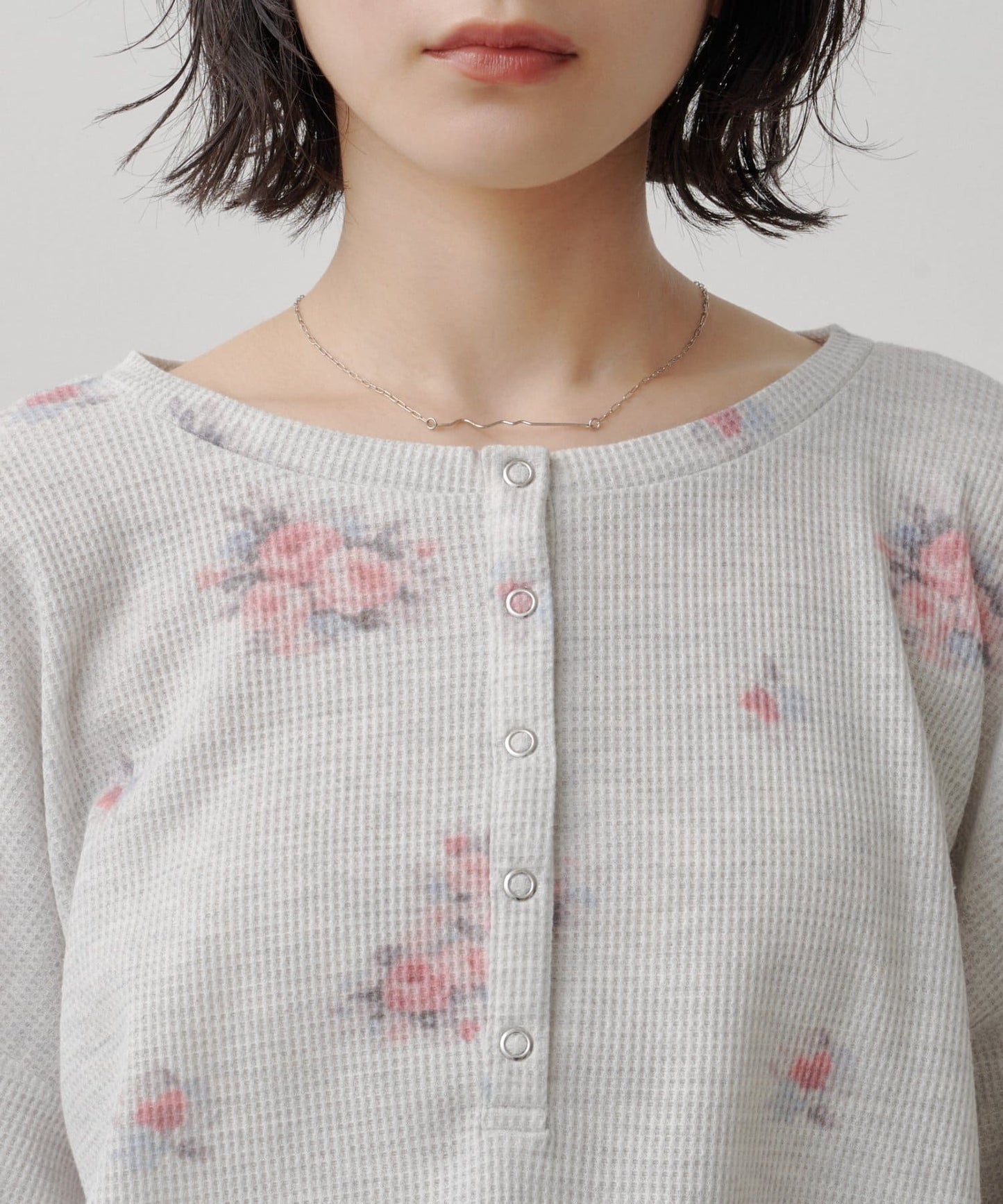 [純色/碎花] Kastane Back Design Waffle Henley Tee - Image 40