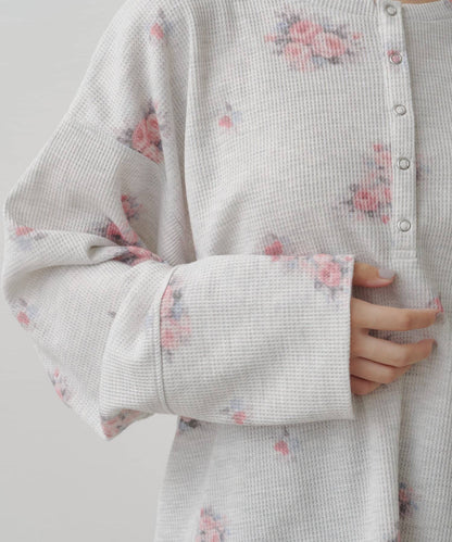 [純色/碎花] Kastane Back Design Waffle Henley Tee - Image 42