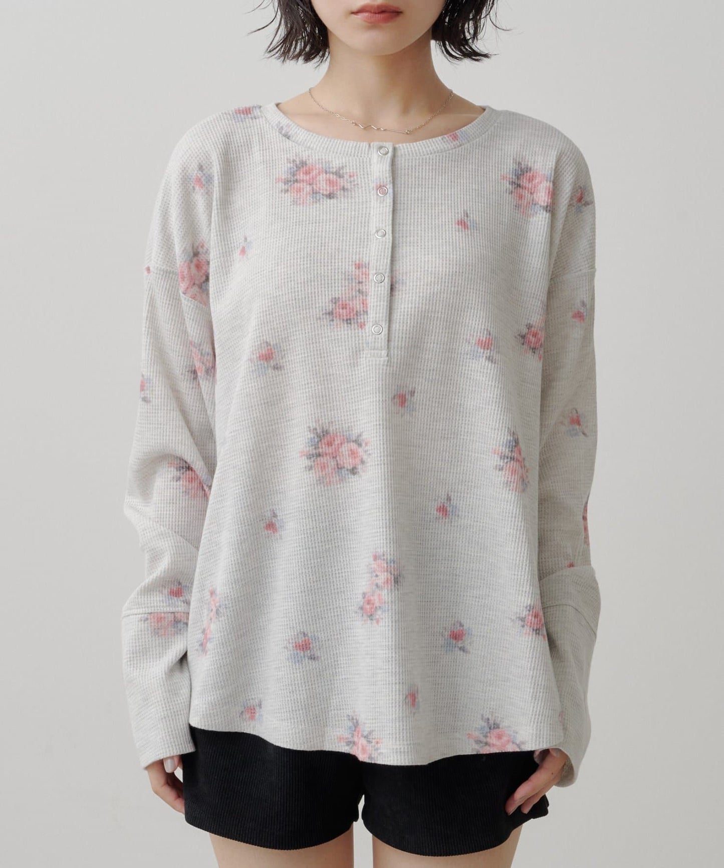 [純色/碎花] Kastane Back Design Waffle Henley Tee - Image 45